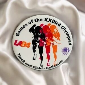 Vintage 1984 Los Angeles Olympic Games Track & Field Pinback Button